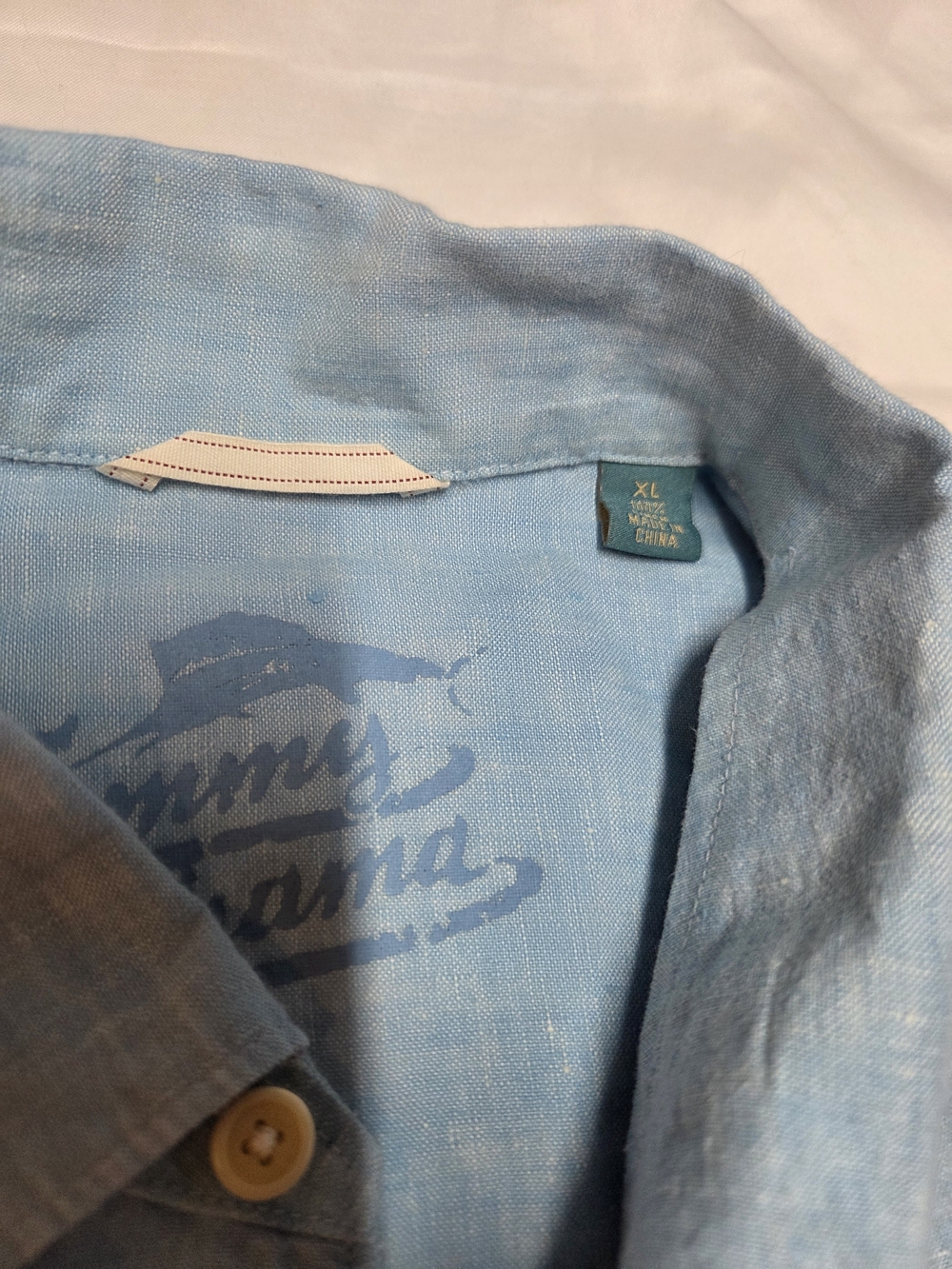Tommy Bahama Sky Blue Short-Sleeve 100% Linen Button-Down Shirt - Picture 2 of 3